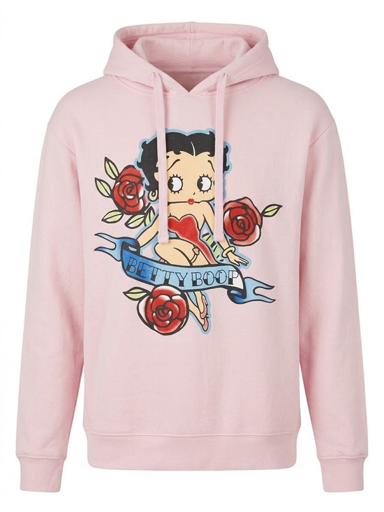 Betty Boop Other - Betty Boop Pink Hoodie with Rose Graphic